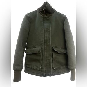 Lucky Brand Olive Green Jacket Military Field Utility Style Ribbed Collar